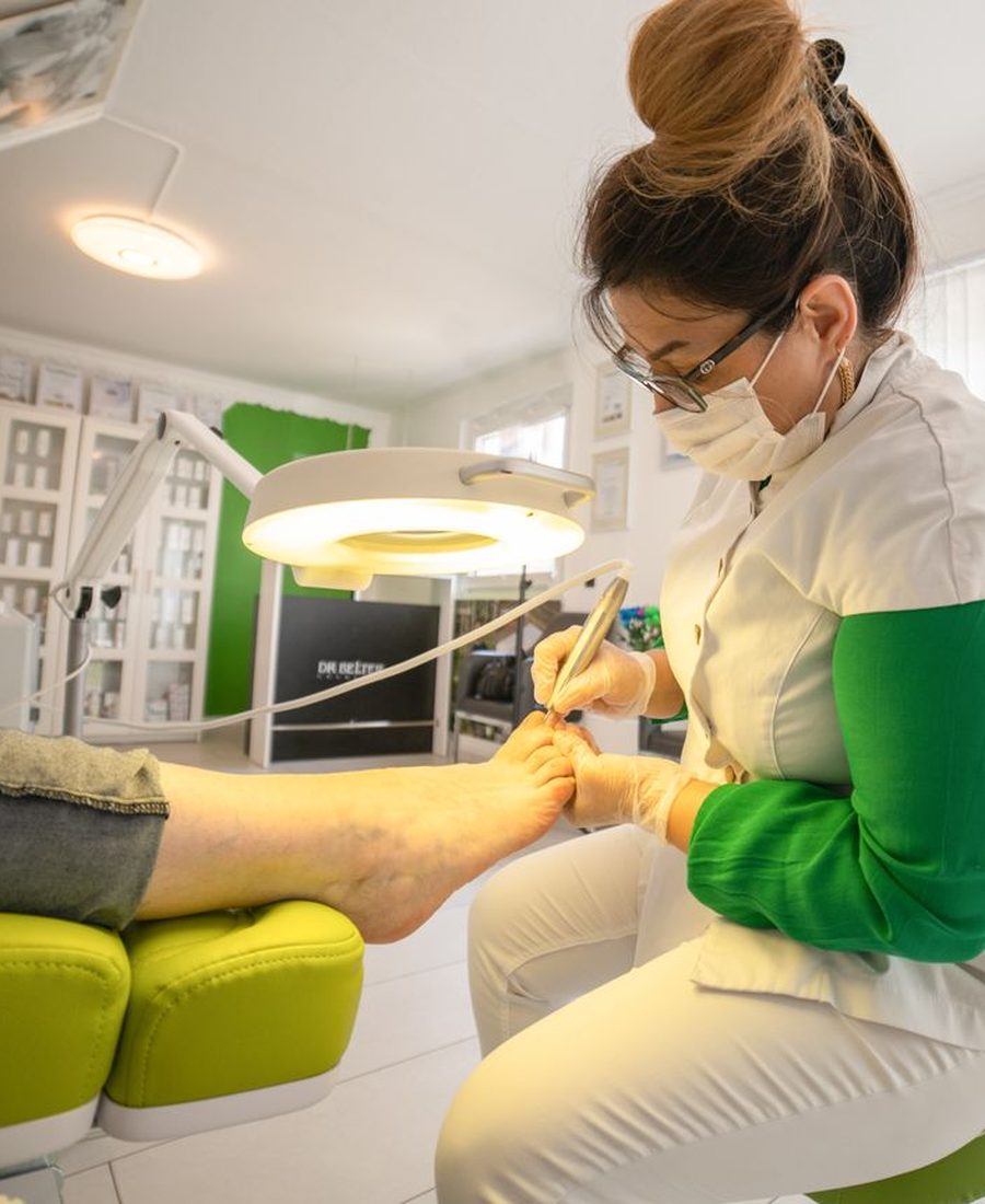 Foot care being carried out in a clinic
